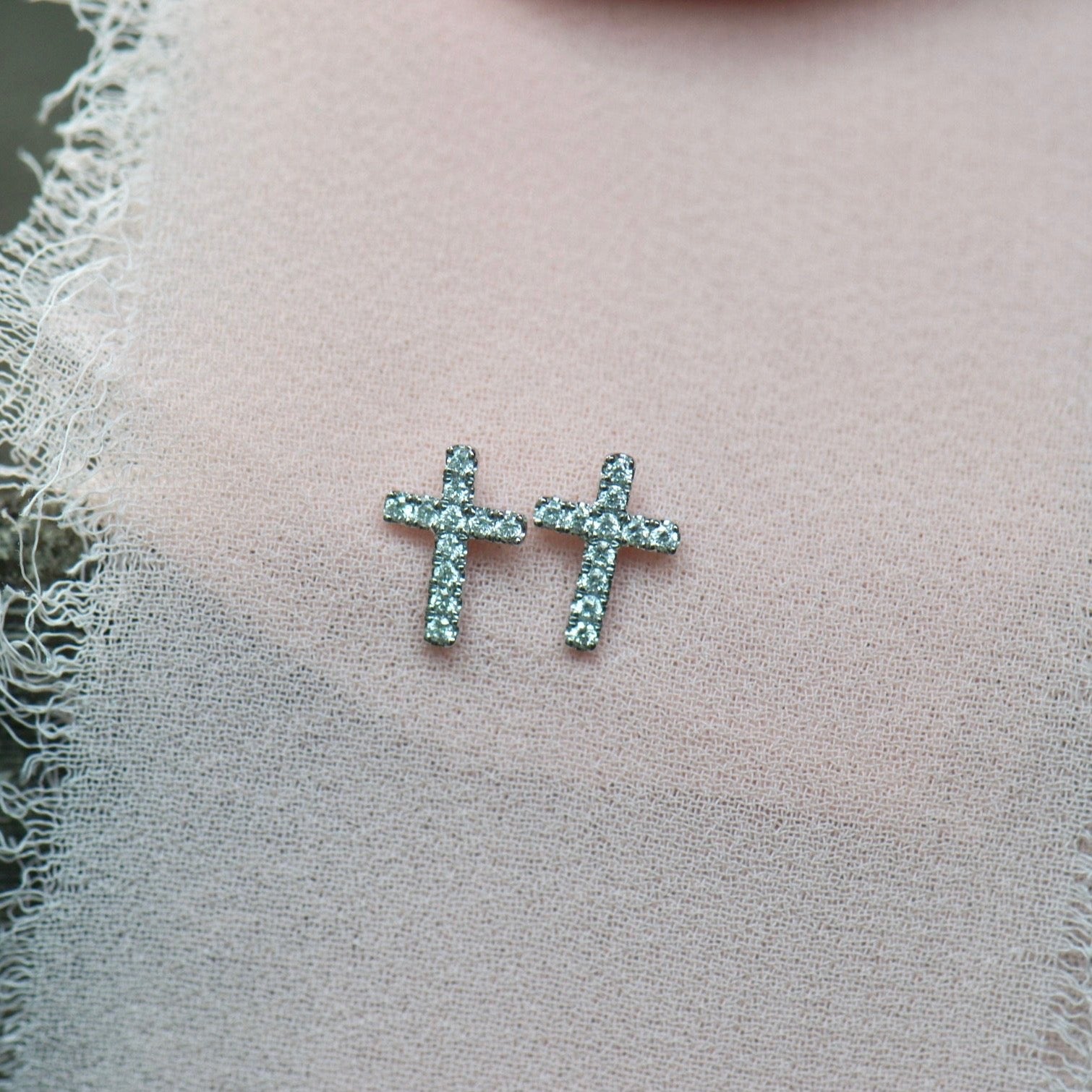 Diamond Cross Earrings
