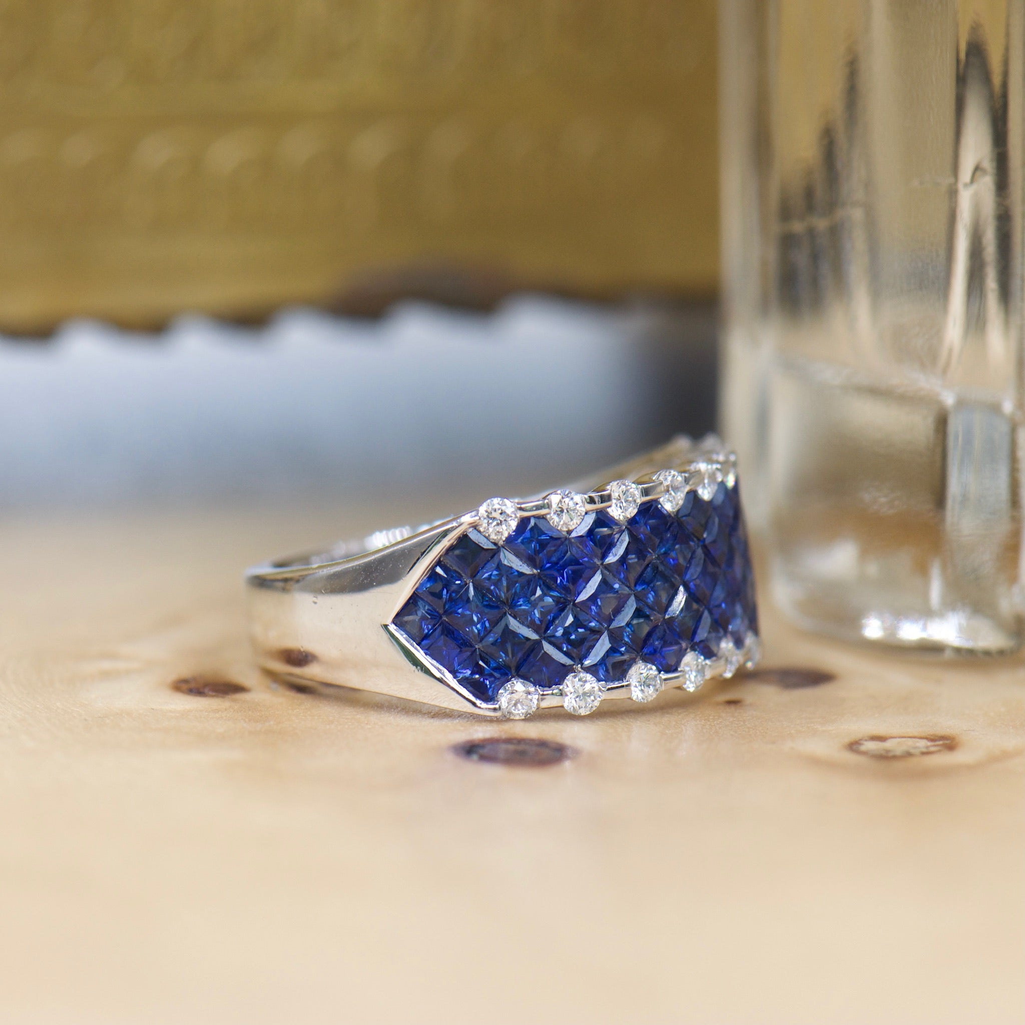 Invisible Set Sapphire and Diamond Band