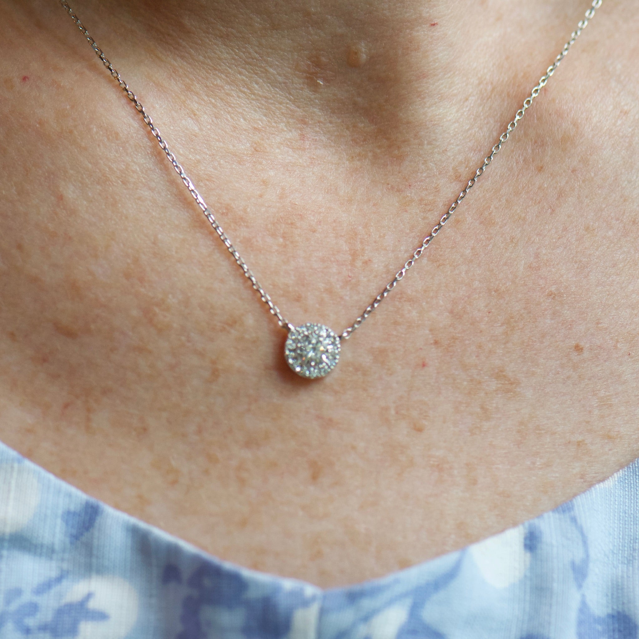 Diamond Pendant Necklace with Halo