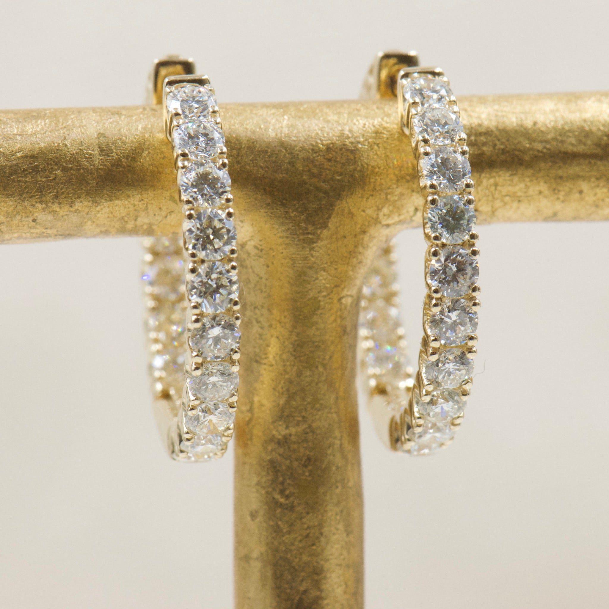 Yellow Gold Diamond Hoops