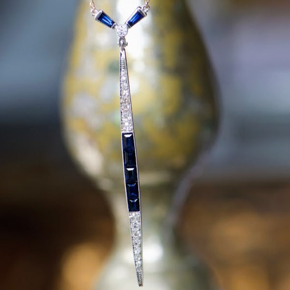 Sapphire and Diamond Drop Necklace