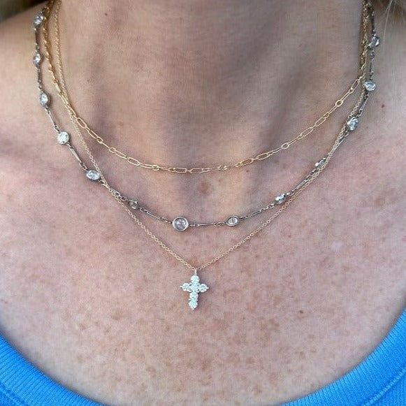 Round Brilliant Diamond Cross Necklace