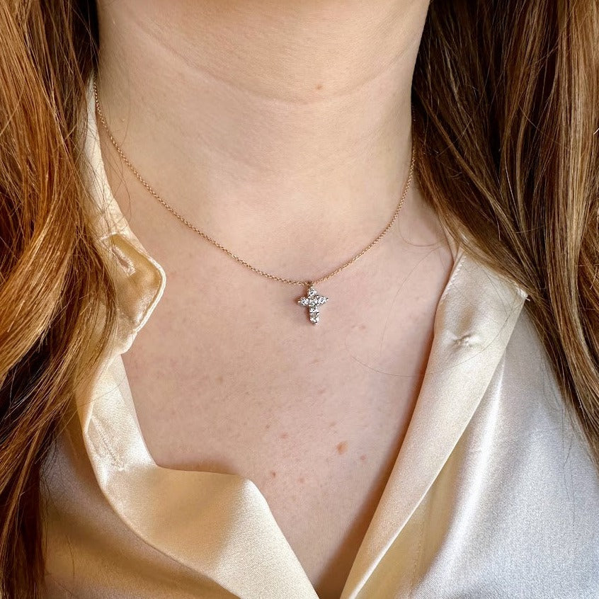Petite Diamond Cross Necklace