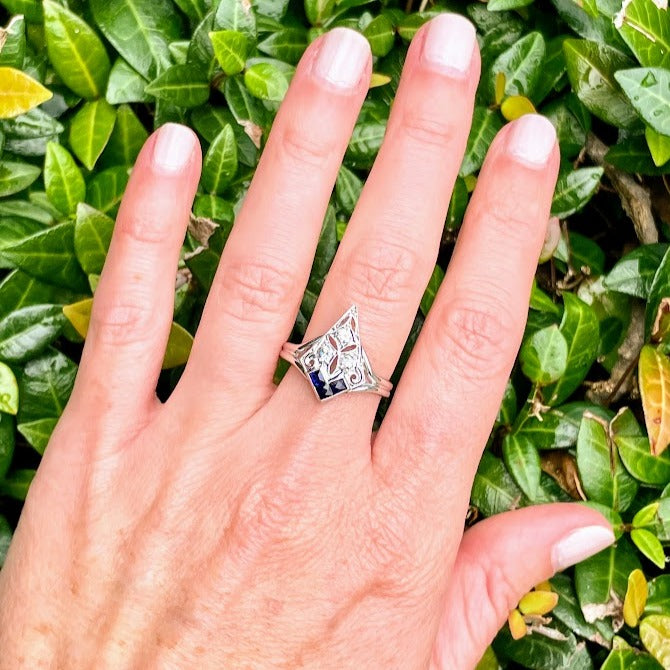 Art Deco Diamond and Sapphire Ring