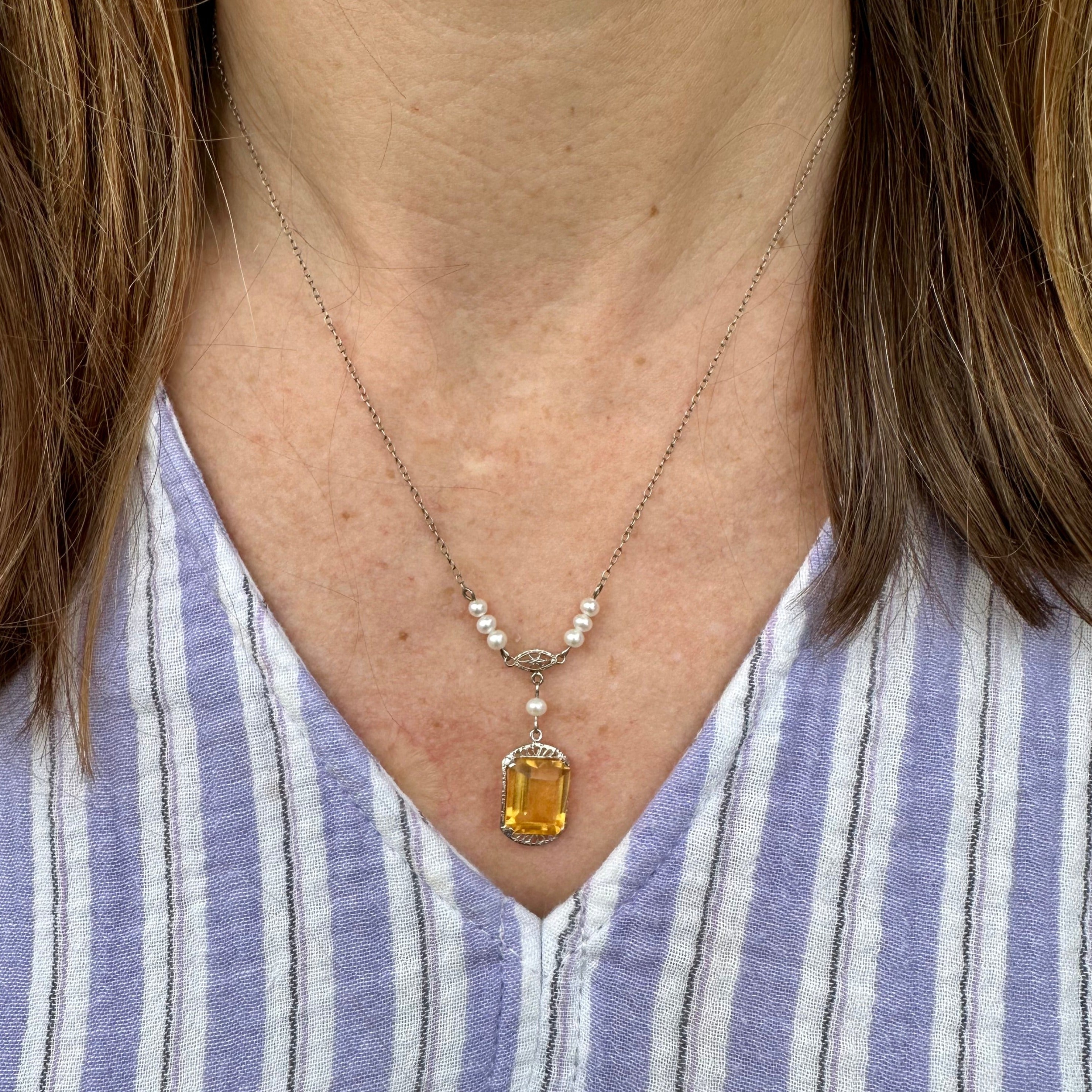 Citrine and Pearl Necklace