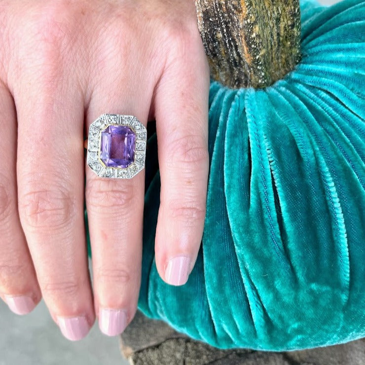 Mixed Metal Amethyst and Diamond Ring
