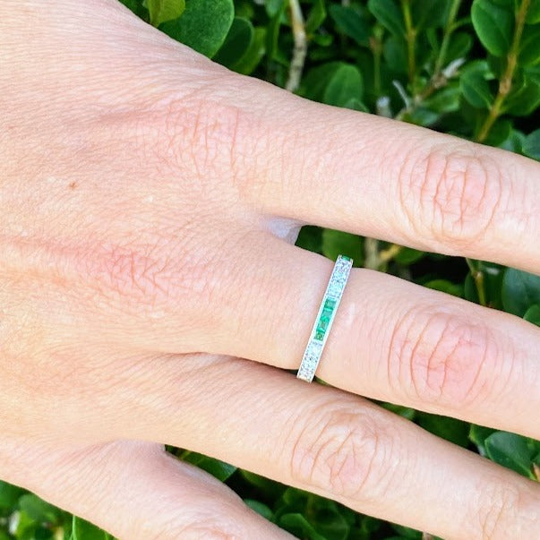 Diamond and Emerald French cut Band
