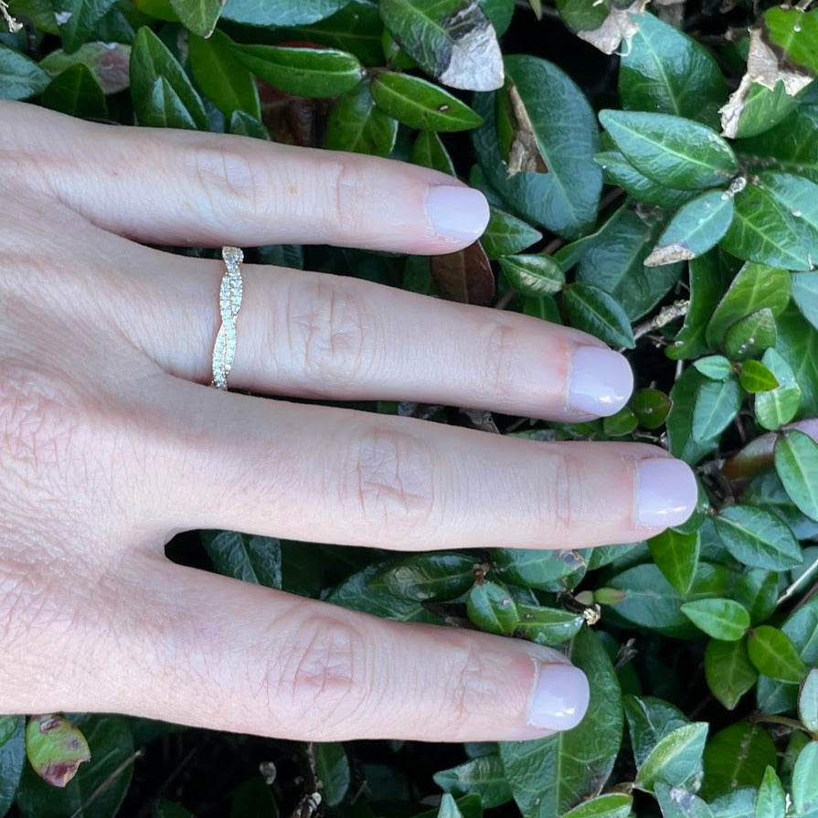 Yellow Gold Diamond Twist Half Eternity Band
