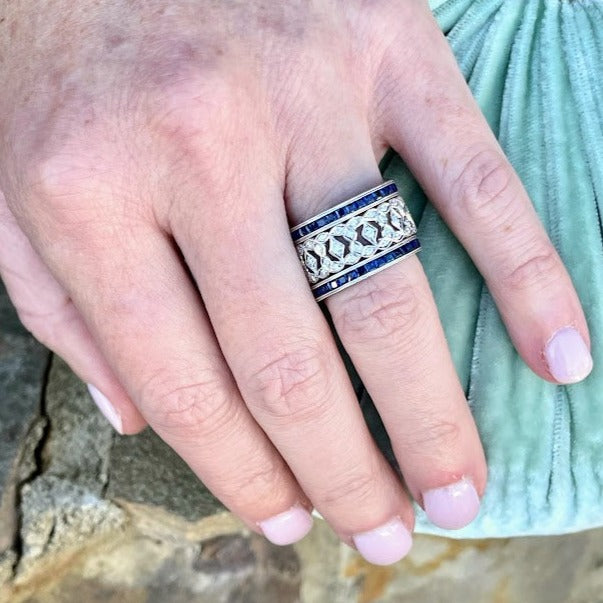 French Cut Sapphire Eternity Band