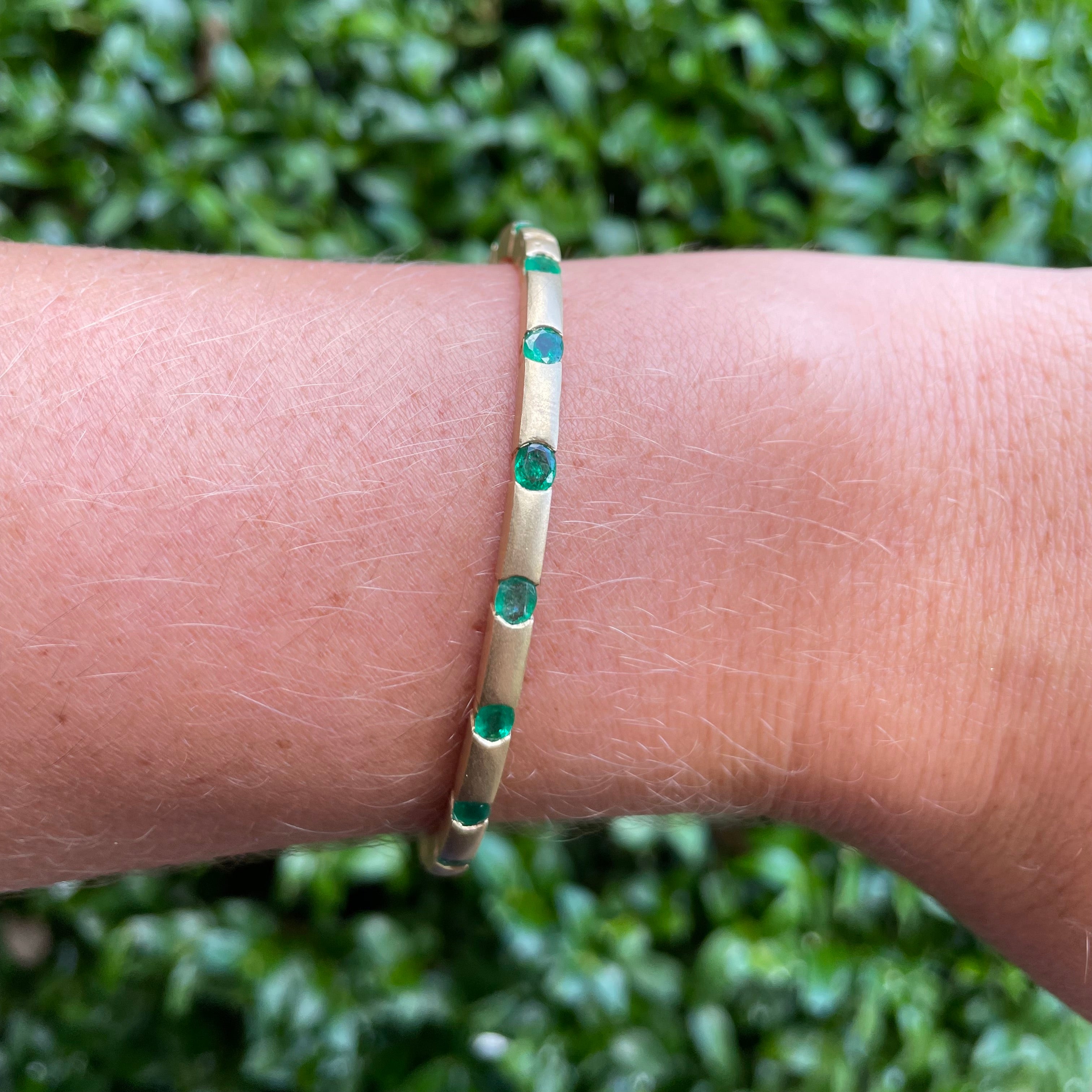 Matte Yellow Gold Emerald Bracelet
