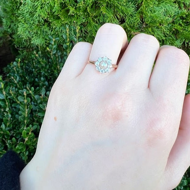 Victorian Diamond and Pearl Ring