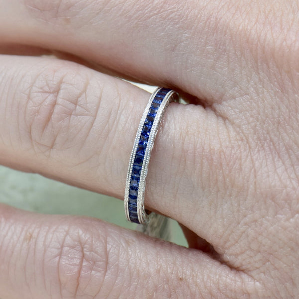 French Cut Sapphire Band