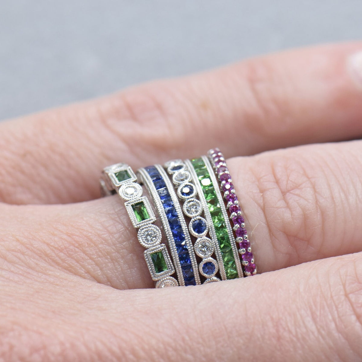French Cut Sapphire Band