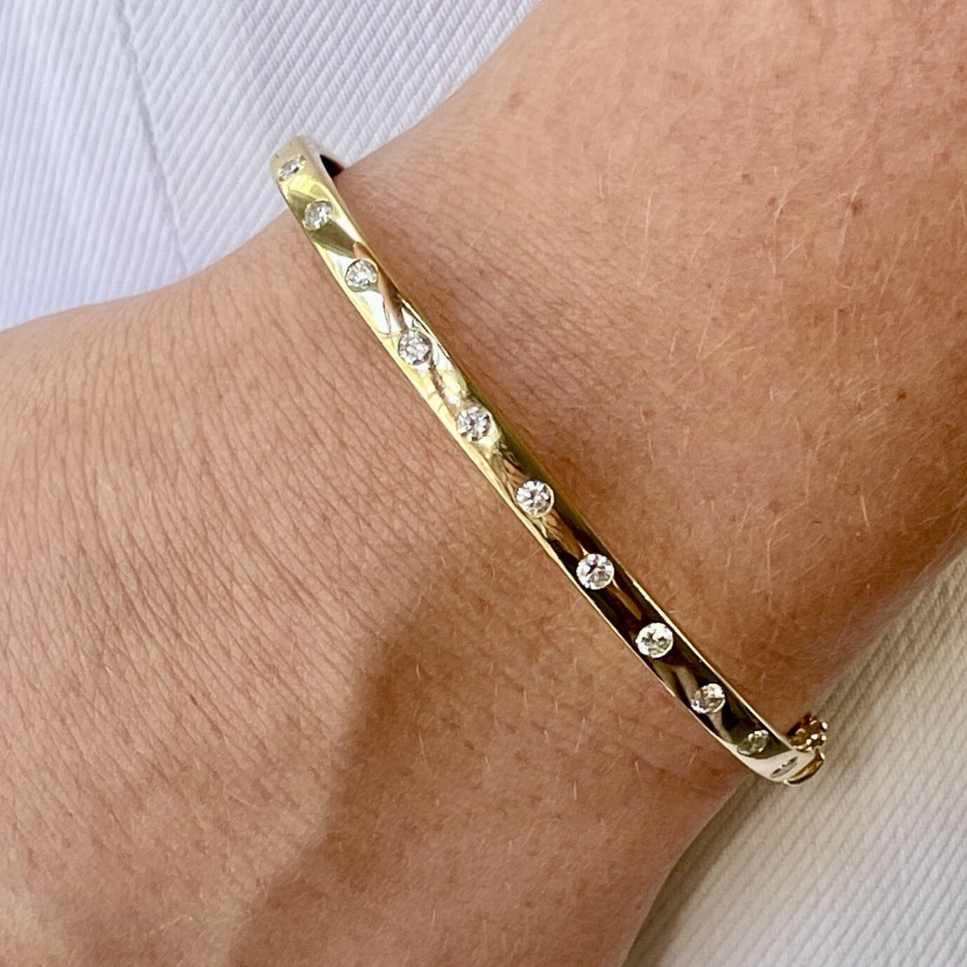 Gold Bangle with Diamonds