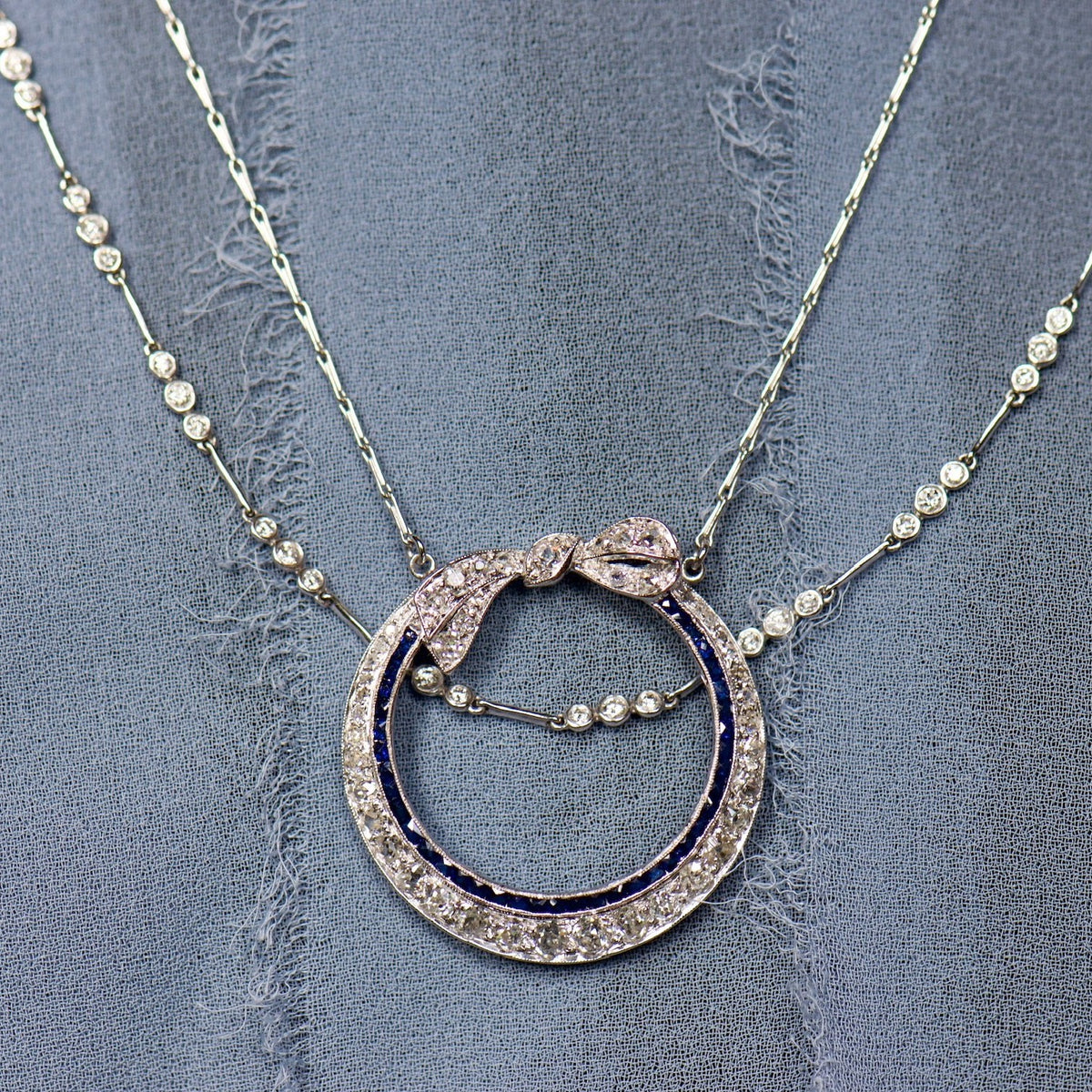 Triple Diamond Station Necklace