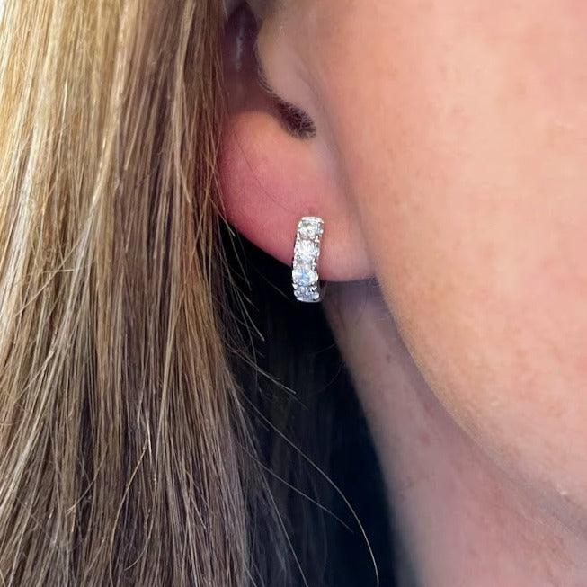 Petite White Gold Diamond Huggies
