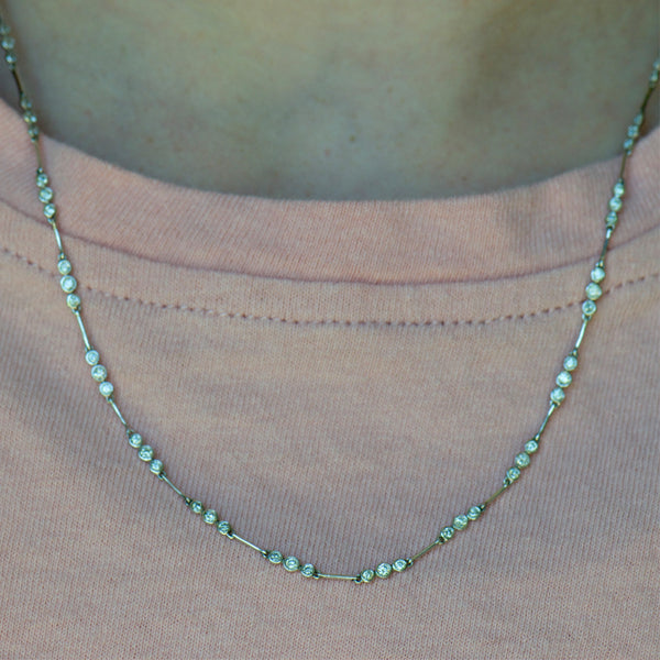 Triple Diamond Station Necklace