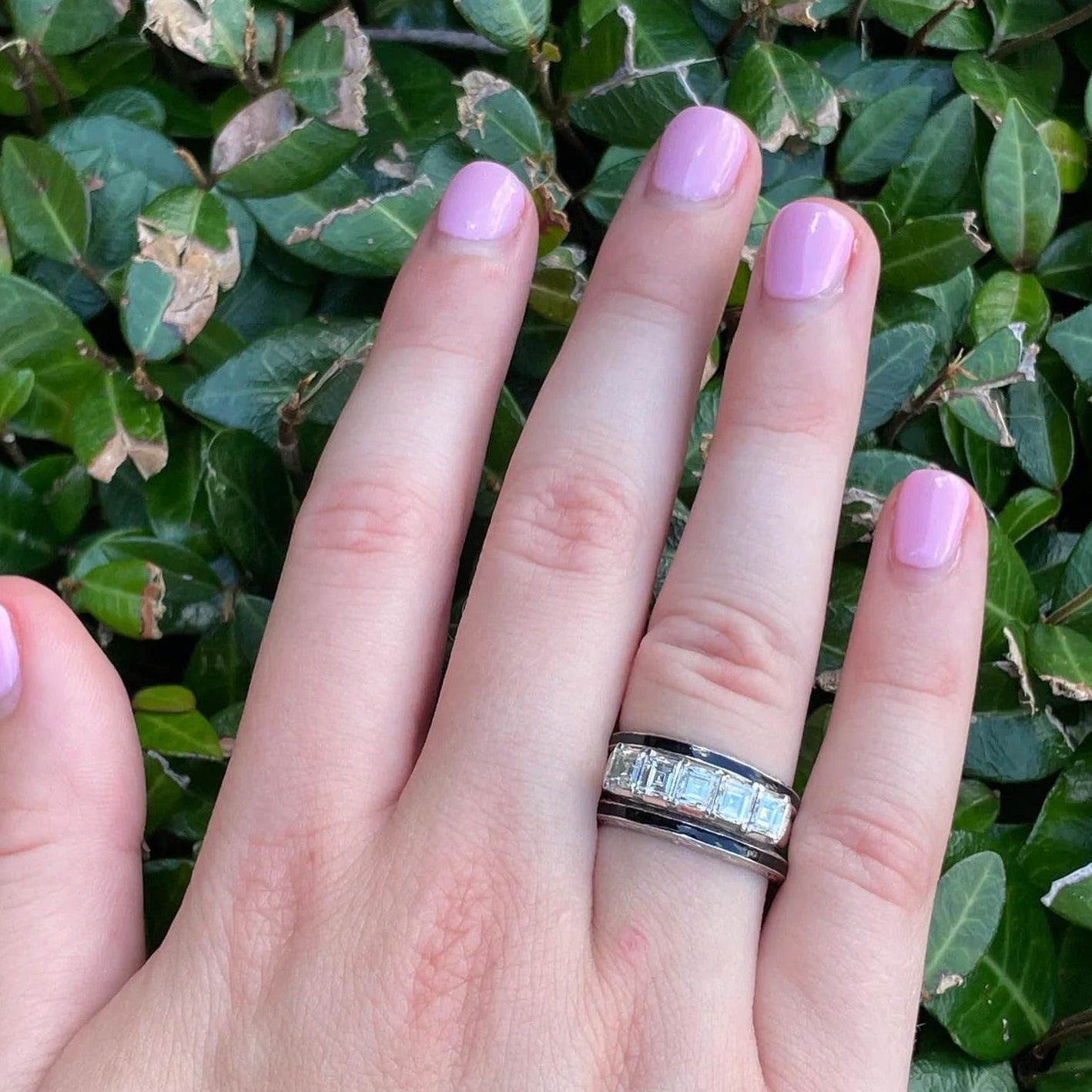 Blue Enamel Eternity Bands