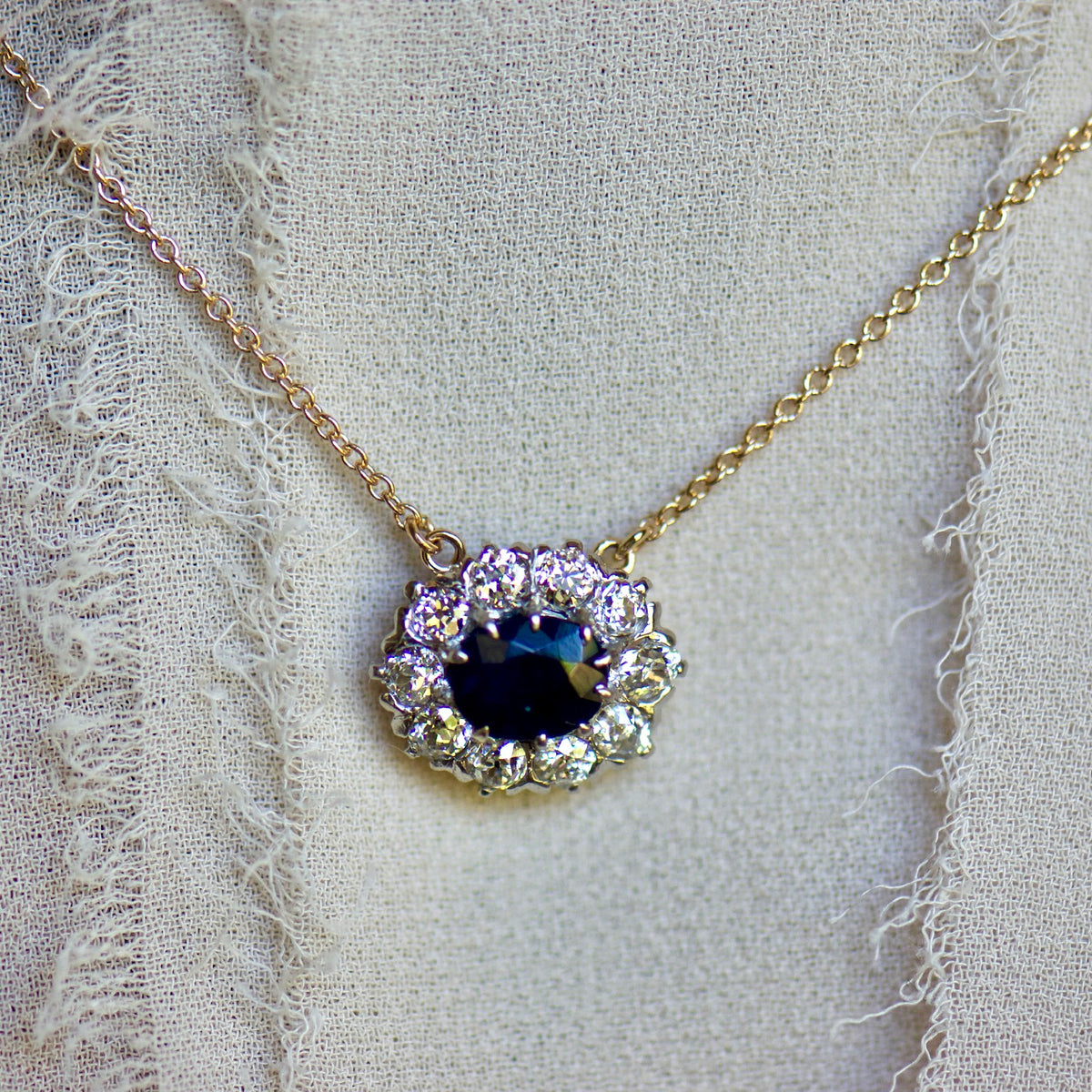 Sapphire and Diamond Stick Pin Conversion Necklace