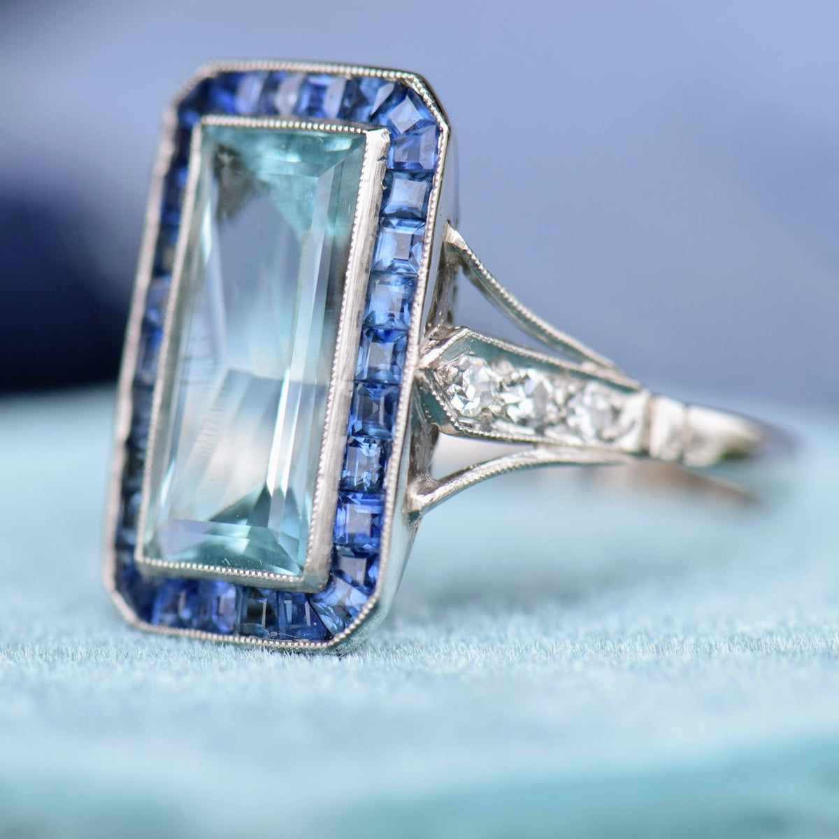 Aquamarine Sapphire and Diamond Ring