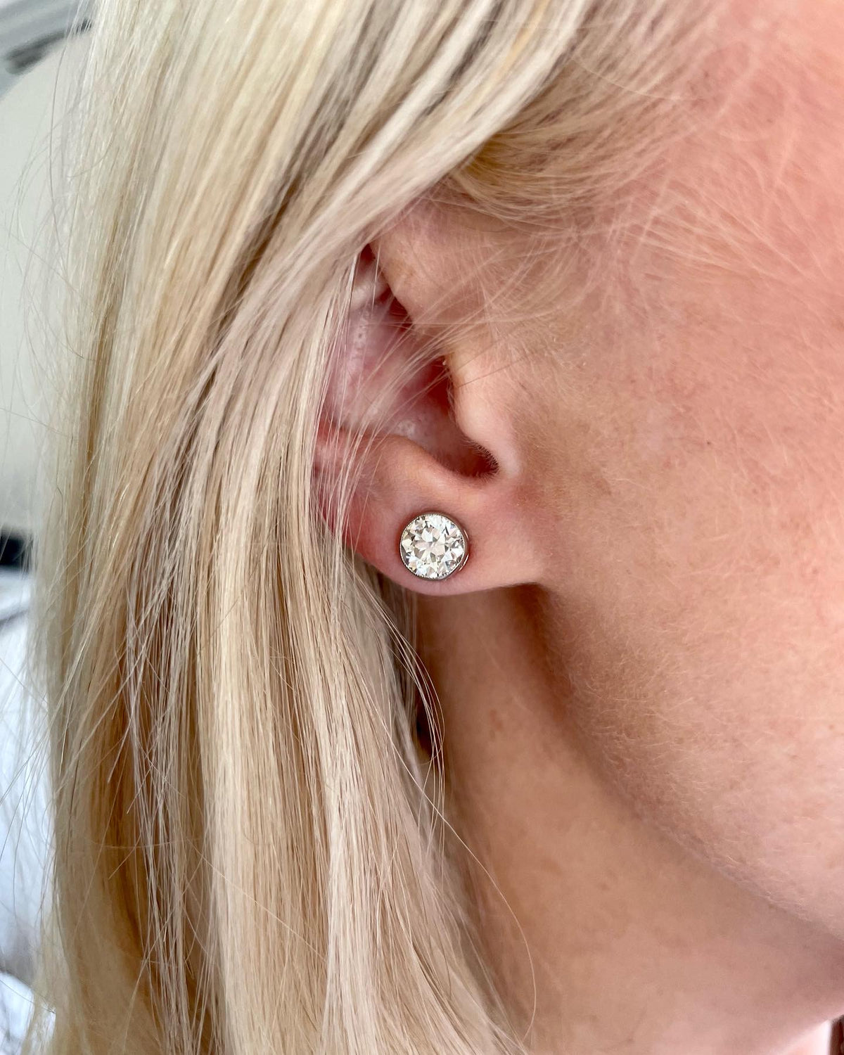 Bezel Set Diamond Earrings