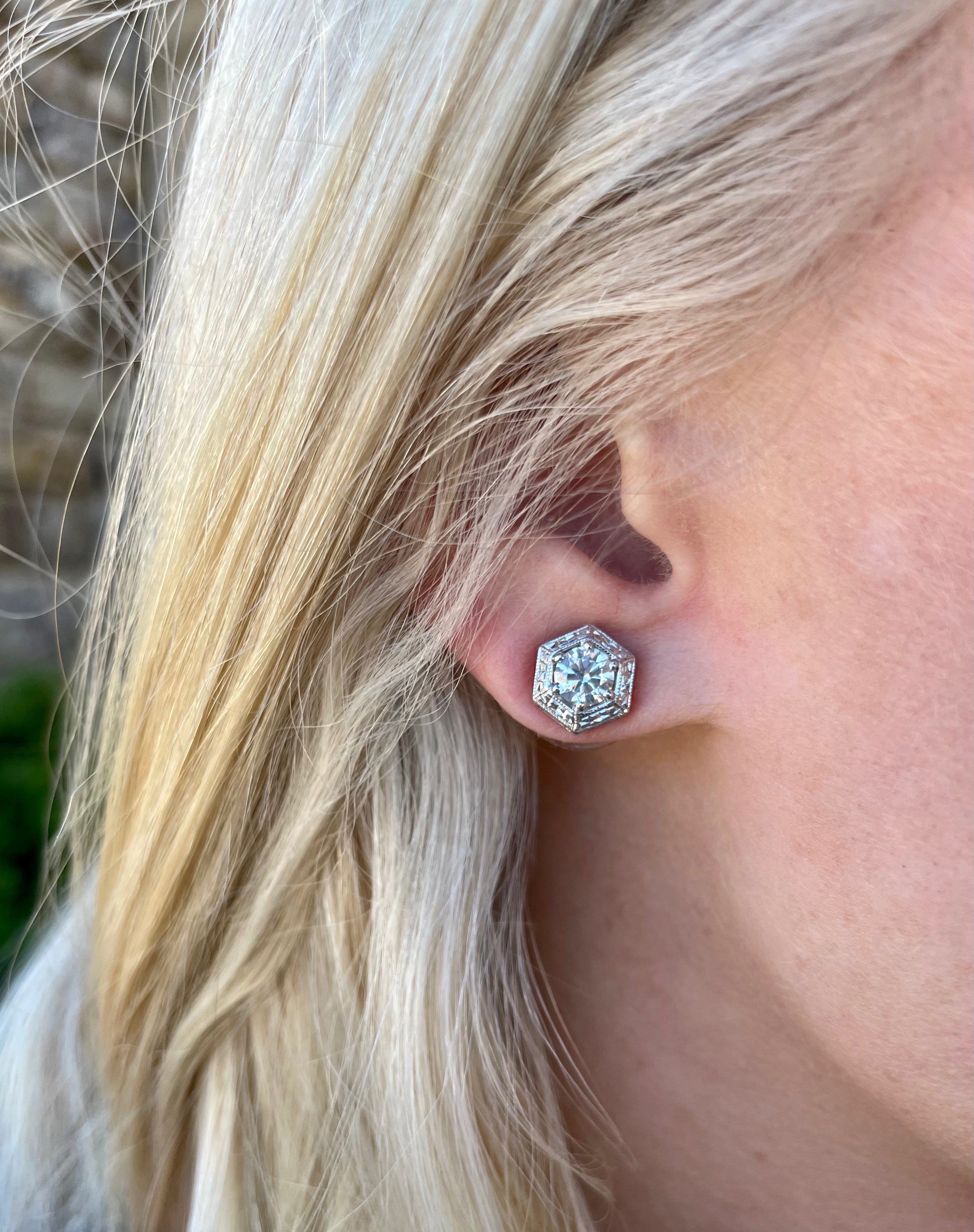 Antique Inspired Diamond Earrings