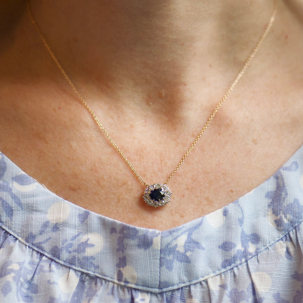 Sapphire and Diamond Stick Pin Conversion Necklace