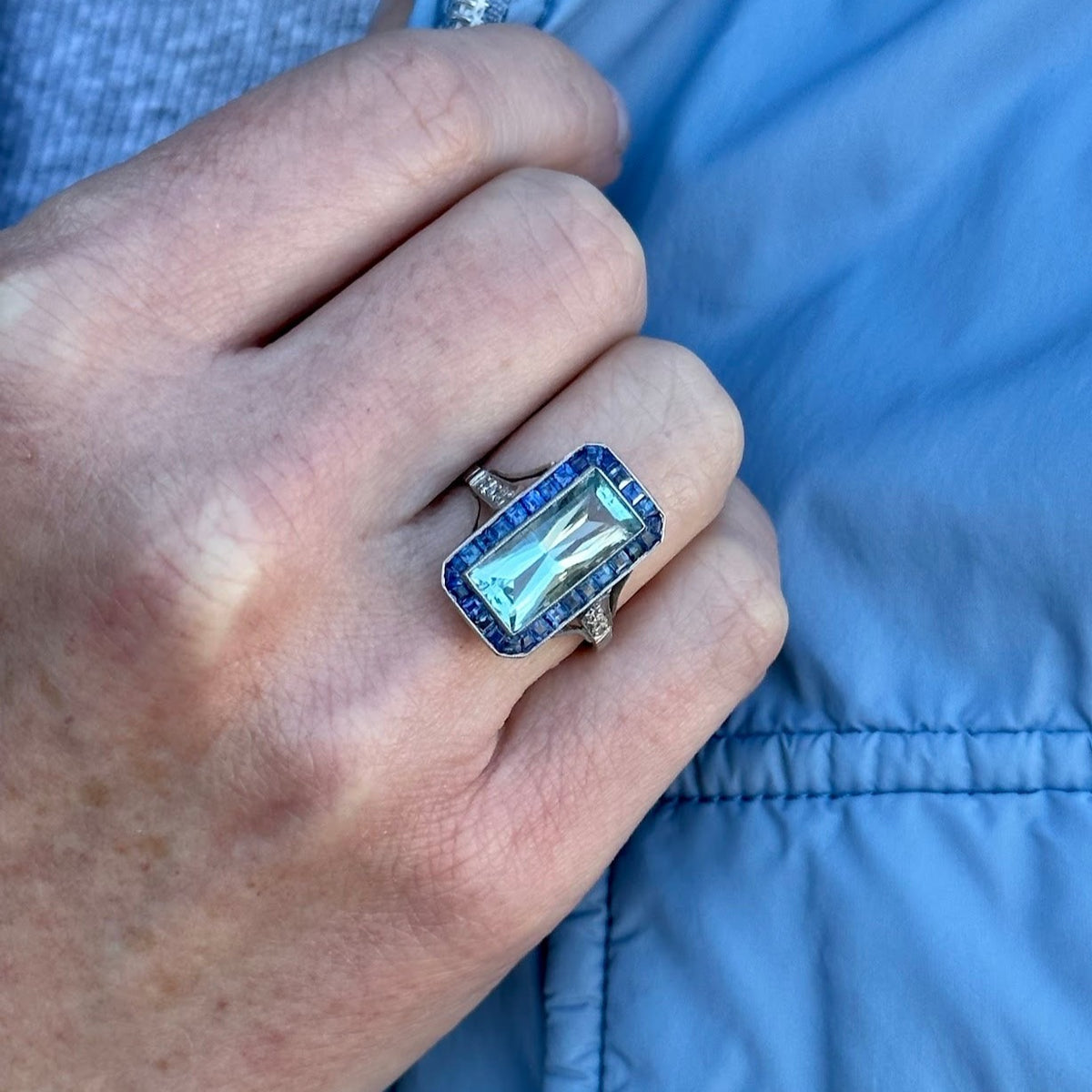 Aquamarine Sapphire and Diamond Ring