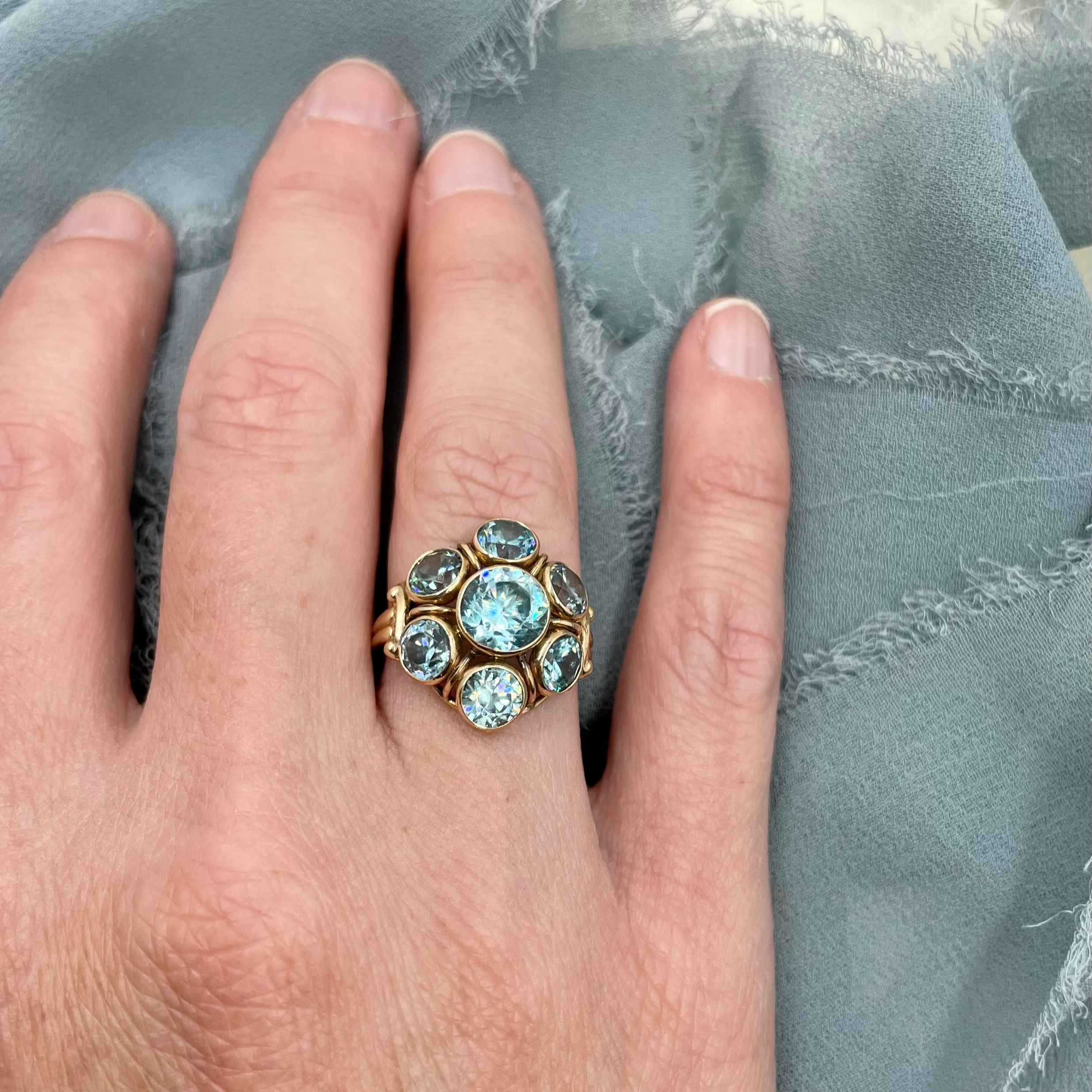Blue Zircon Bezel Ring