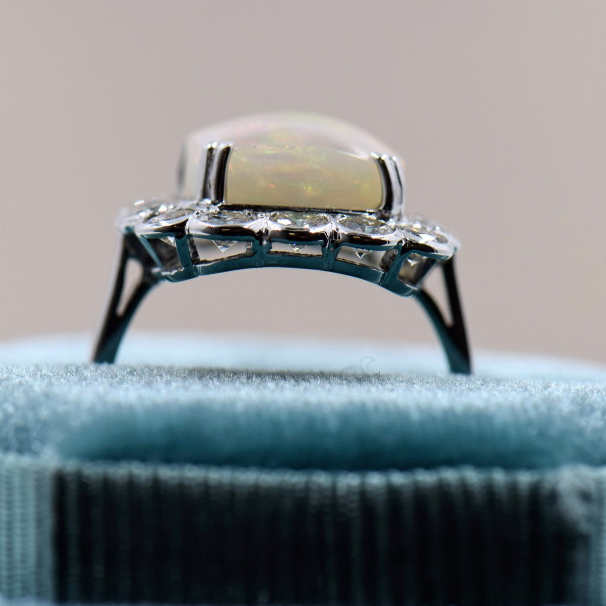 Diamond and Opal Cabochon Ring