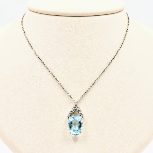 Oval Aquamarine and Diamond Necklace